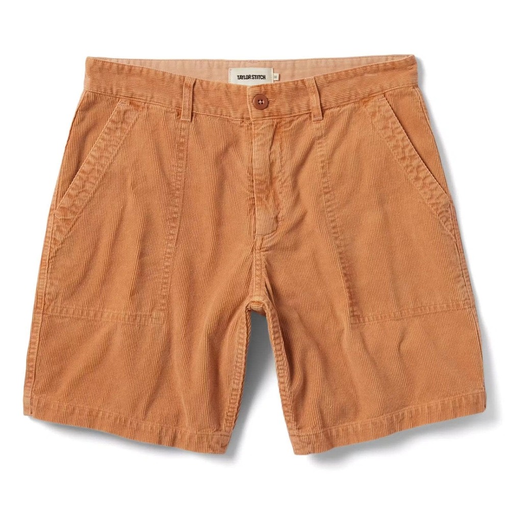 Taylor Stitch Corduroy Retro Trail Short 8in Men 34 100% Organic Cotton Apricot